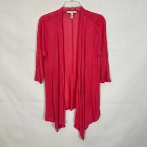 French Laundry Open Front Crochet Pink Cardigan Size L